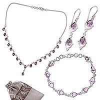Curated gift set, 'Lavender Enchantment' - Amethyst and Sterling Silver Jewelry Curated Gift Set