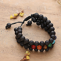 Multi-gemstone beaded bracelet, 'Magical Saga' - Chakra-Themed Adjustable Multi-Gemstone Beaded Bracelet