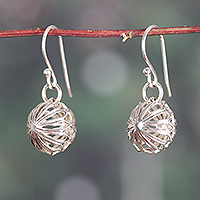 Sterling silver dangle earrings, 'Floral Virtues' - Spring-Themed Sterling Silver Dangle Earrings Made in India