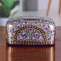Papier mache and wood decorative box, 'Lovely Garden' - Floral Papier Mache and Wood Decorative Box Painted by Hand