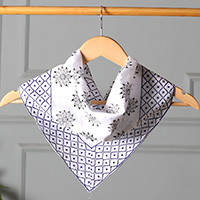 Cotton handkerchief, 'Blooming Geometry' - Floral and Diamond-Patterned Cotton Handkerchief Bandana