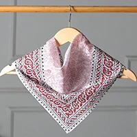 Cotton handkerchief, 'Paisley Foliage' - Cotton Handkerchief Bandana with Paisley and Vine Designs