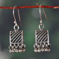 Sterling silver dangle earrings, 'Vintage Inspiration' - Indian Ghungroo Bell-Inspired Silver Dangle Earrings