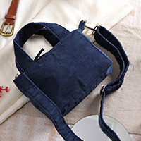 Cotton sling bag, 'Chic Capri Blue' - Capri Blue Cotton Corduroy Sling Bag with Removable Strap