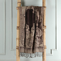 Wool shawl, 'Sylvan Paisley' - Folk Art-Inspired Paisley-Patterned 100% Wool Shawl in Brown
