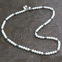 Pearl strand necklace, 'Smooth Ice' - Handcrafted Bridal Jewelry Pearl Strand Necklace