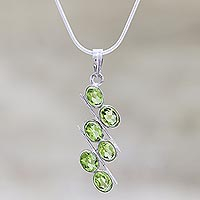Peridot pendant necklace Lime Fire India