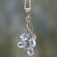 Blue topaz pendant necklace Sky Flowers India