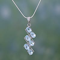 Blue topaz Y necklace Sky Fire India