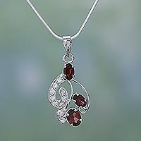 Garnet pendant necklace Crimson Trio India