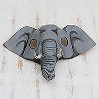 Leather mask, 'Brave Elephant' - Leather mask