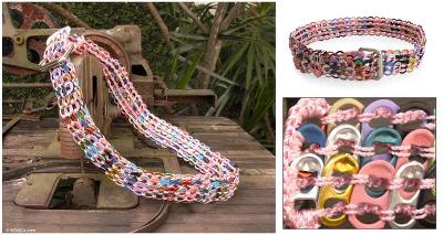 Soda pop-top belt, 'Multicolor Armor Chain Mail in Pink' - Soda pop-top belt