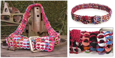 Soda pop-top belt, Multicolor Armor Chain Mail in Dark Pink