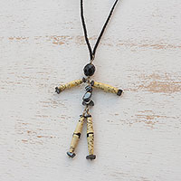 Hematite long necklace Puppet of Happiness Brazil
