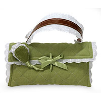 Linen handbag, 'Adorable Green' - Linen handbag