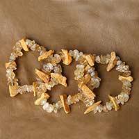 Citrine and calcite stretch bracelets,