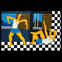 'Dance in Ipanema' - Cubist Painting from Brazil