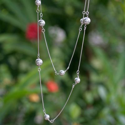 Sterling silver long strand necklace, Harmony