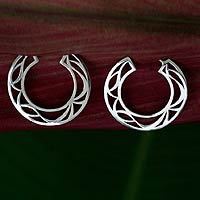 Sterling silver half hoop earrings,