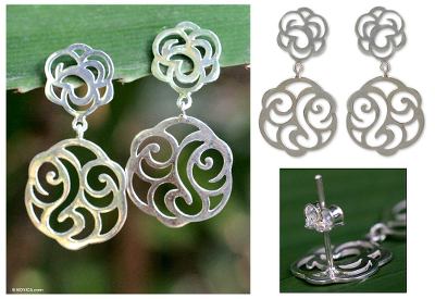 Sterling silver floral earrings, Summer Rose