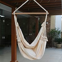 Cotton hammock swing, 'Life's a Balance' - Cotton Swing Hammock from Brazil