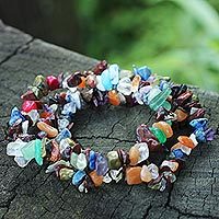 Amazonite and quartz beaded bracelets,