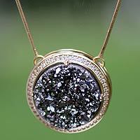 Brazilian drusy agate pendant necklace,
