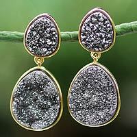 Brazilian drusy agate dangle earrings,