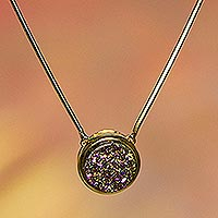 Brazilian drusy agate pendant necklace Lilac Cosmos Brazil