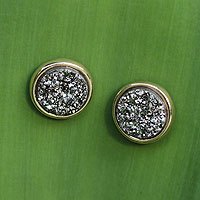 Brazilian drusy agate button earrings,