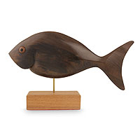 Wood sculpture Dark Forest Fish Brazil