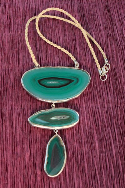 Agate pendant necklace, Mystical Lagoons