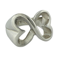Sterling silver heart ring, 'Infinite Love' - Artisan Crafted Sterling Silver Heart Band Ring