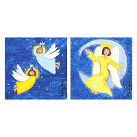 'Angels II' (diptych) - Brazil Fine Art Angel Paintings (Diptych)