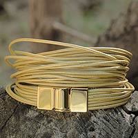 Gold accent leather wrap bracelet,