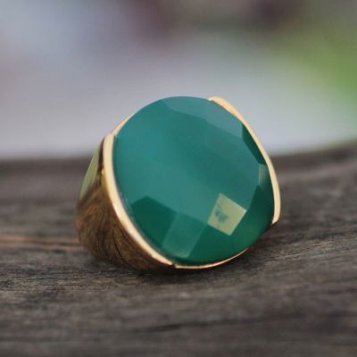 Gold plated agate cocktail ring, Hope