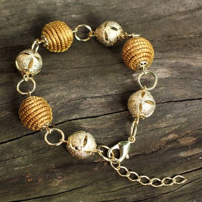 Golden grass gold plate link bracelet, Golden Glam