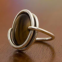 Long strand pearl necklace - Fine Silver Cocktail Ring