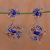 Azurite beaded earrings,