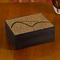 Wood tea box Orange Sugarloaf Mountain 6x5 inch Brazil