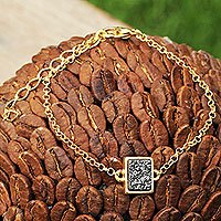 Gold plated drusy agate link bracelet,