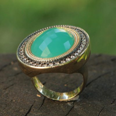 Gold plated aquamarine cocktail ring, Aqua Diva