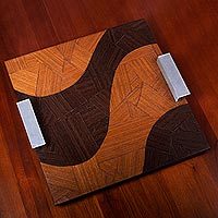 Mahogany and pau ferro wood tray,