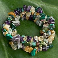 Multi-gemstone beaded stretch bracelets,