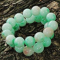 Jade beaded stretch bracelets,