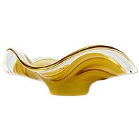Art glass centerpiece Yellow Flow Brazil
