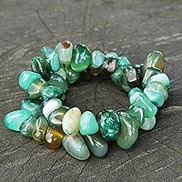Agate beaded stretch bracelets,