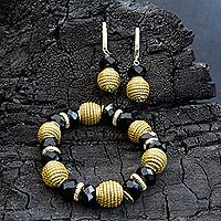Gold plated golden grass jewelry set,