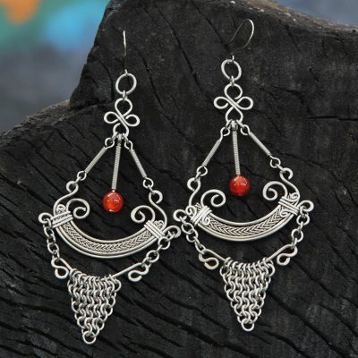 Agate chandelier earrings, Solar Pendulums