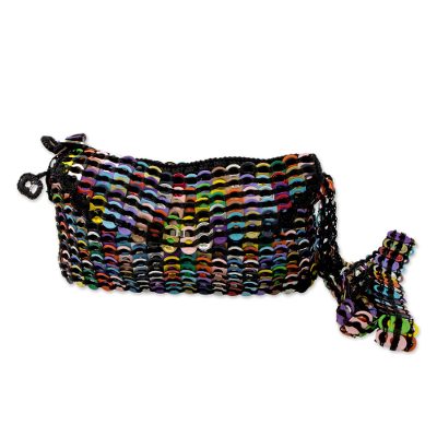 Soda pop-top sling bag, 'Colorful Creativity' - Multicolor Recycled Soda Pop Top Sling Bag from Brazil